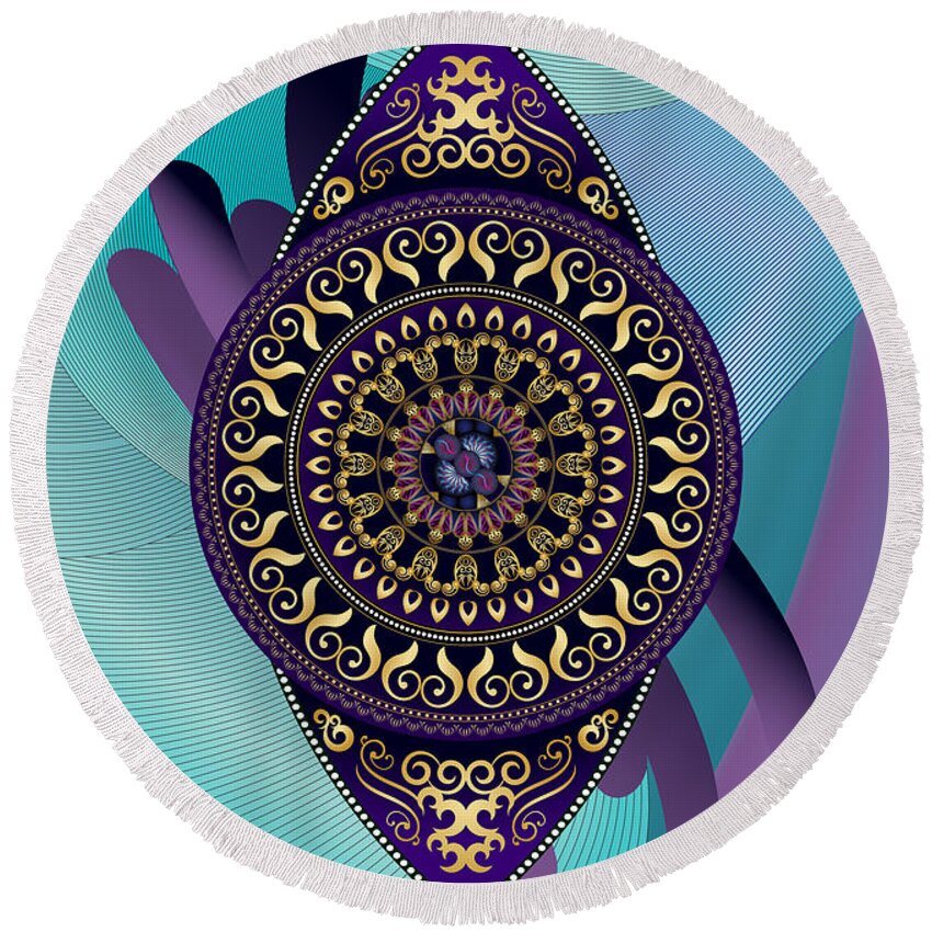 Mandala Graphic Round Beach Towel featuring the digital art Ornativo Vero Circulus No 4296 by Alan Bennington