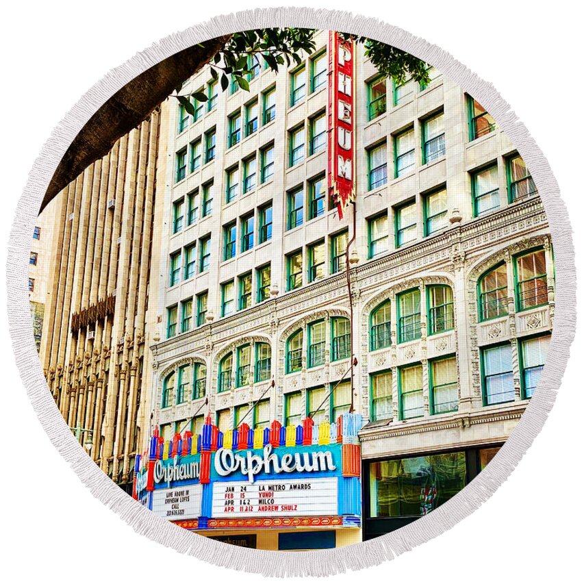 Orpheum Round Beach Towel featuring the photograph Orpheum in Living Color by Beth Saffer