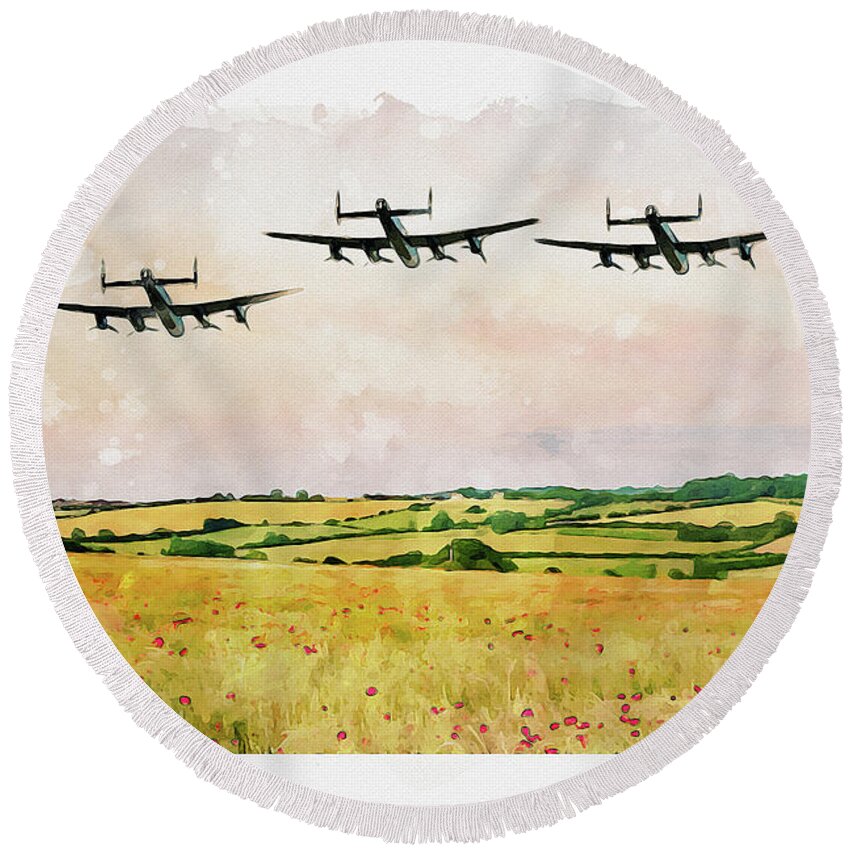 Art Round Beach Towel featuring the digital art Our Bomber Boys by Airpower Art