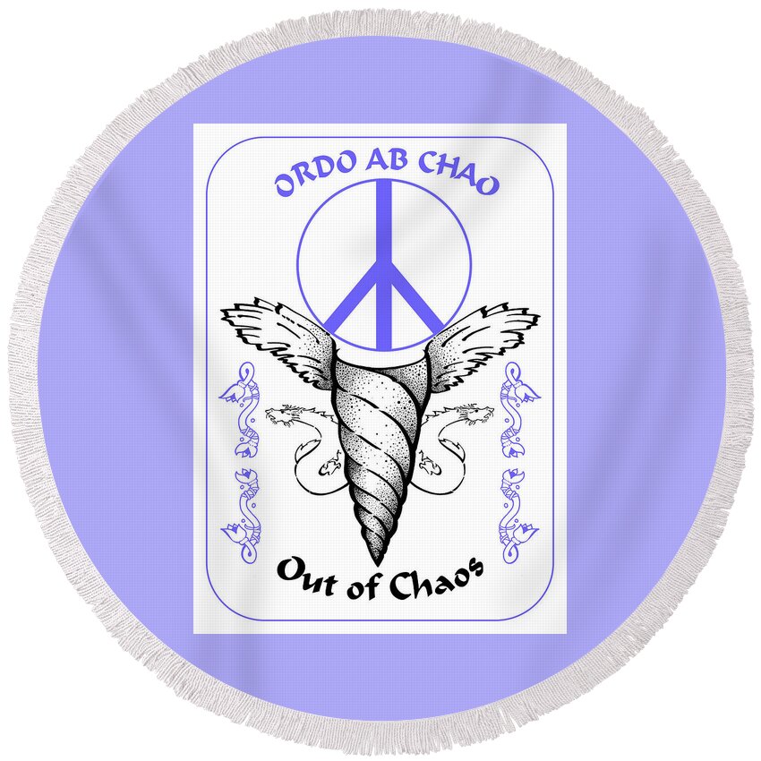 Logo Round Beach Towel featuring the mixed media Out Of Chaos by Dawn Sperry