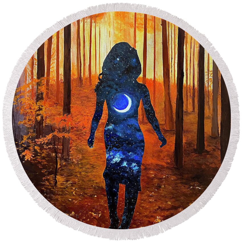 Deep Forest Round Beach Towel featuring the painting Out of the Woods II by Thomas Blood