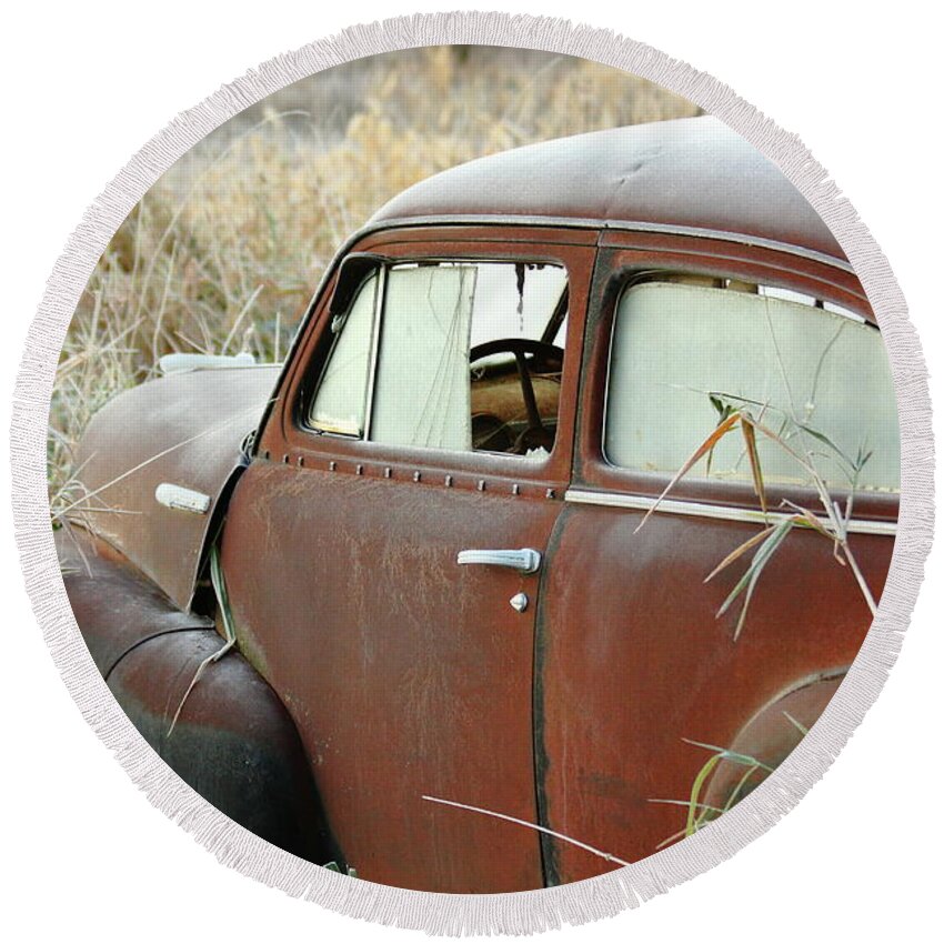 Chevrolet Round Beach Towel featuring the photograph Out To Pasture by Lens Art Photography By Larry Trager