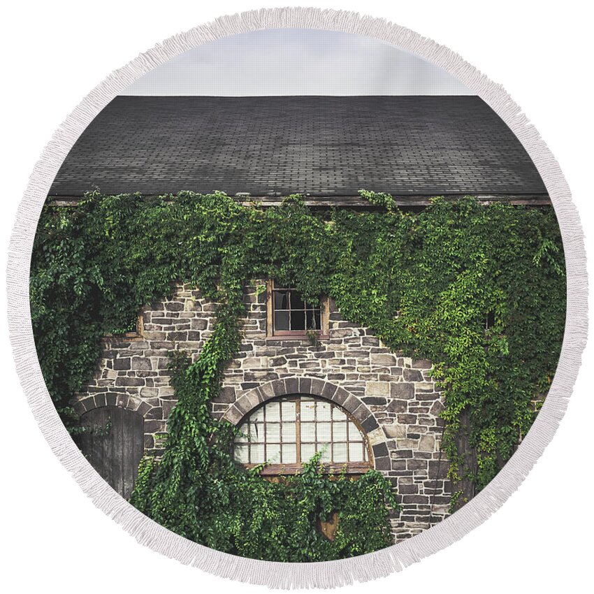 Warehouse Round Beach Towel featuring the photograph Over Grown #2 by Steve Stanger