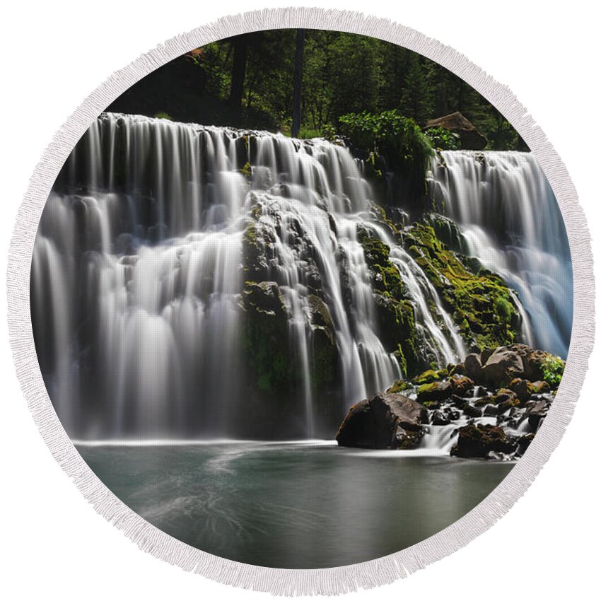 Middle Falls Round Beach Towel featuring the photograph Overflowing With Joy by Laurie Search