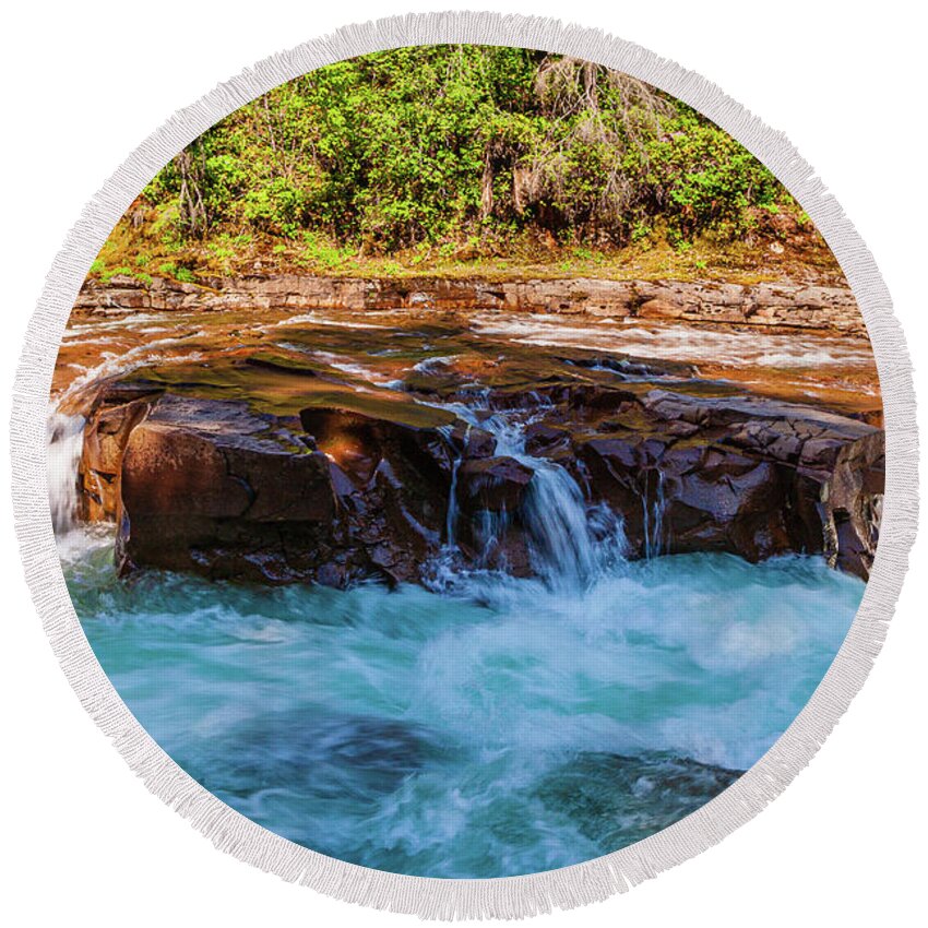 Landscapes Round Beach Towel featuring the photograph Oyster River Pot Holes - 3 by Claude Dalley