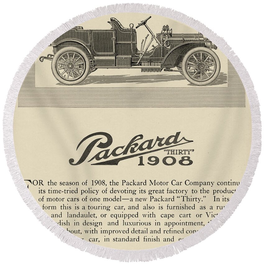 Packard 30 Round Beach Towel featuring the mixed media Packard Thirty Advertisement by Unknown