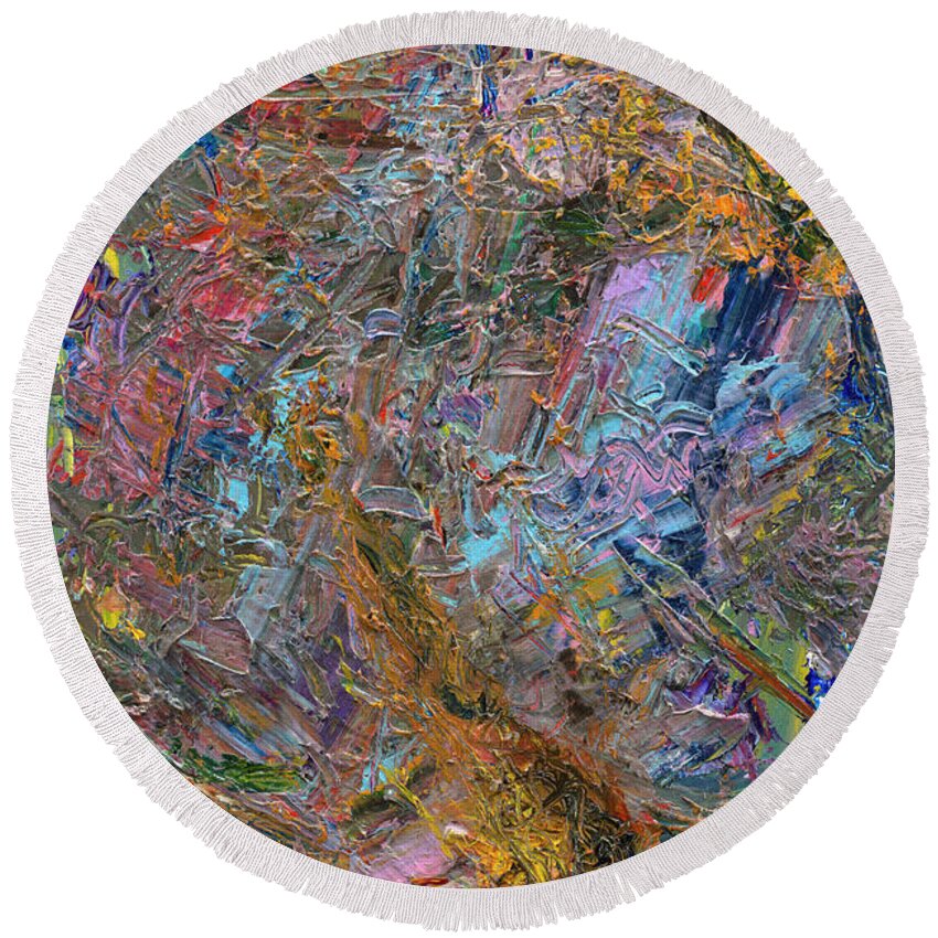 Abstract Round Beach Towel featuring the painting Paint Number 26 by James W Johnson