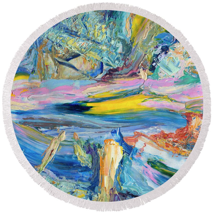 Abstract Round Beach Towel featuring the painting Paint number 31 by James W Johnson