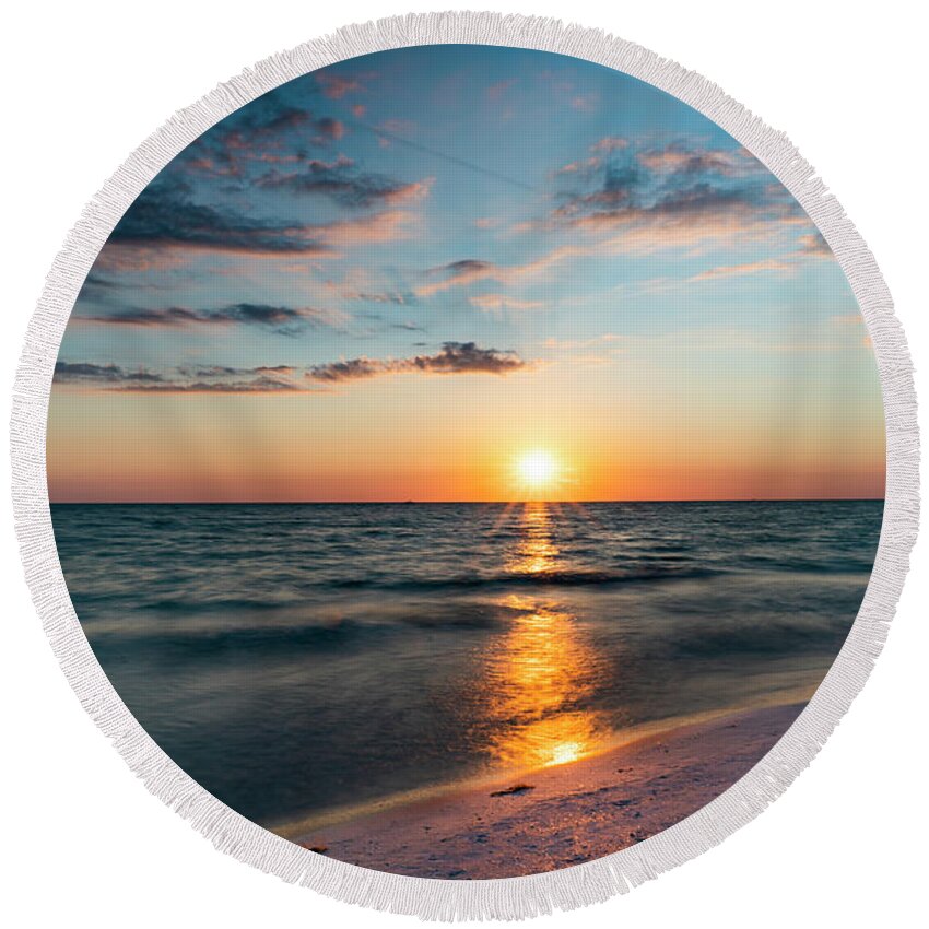 Sunset Round Beach Towel featuring the photograph Painted Sunset by Todd Tucker