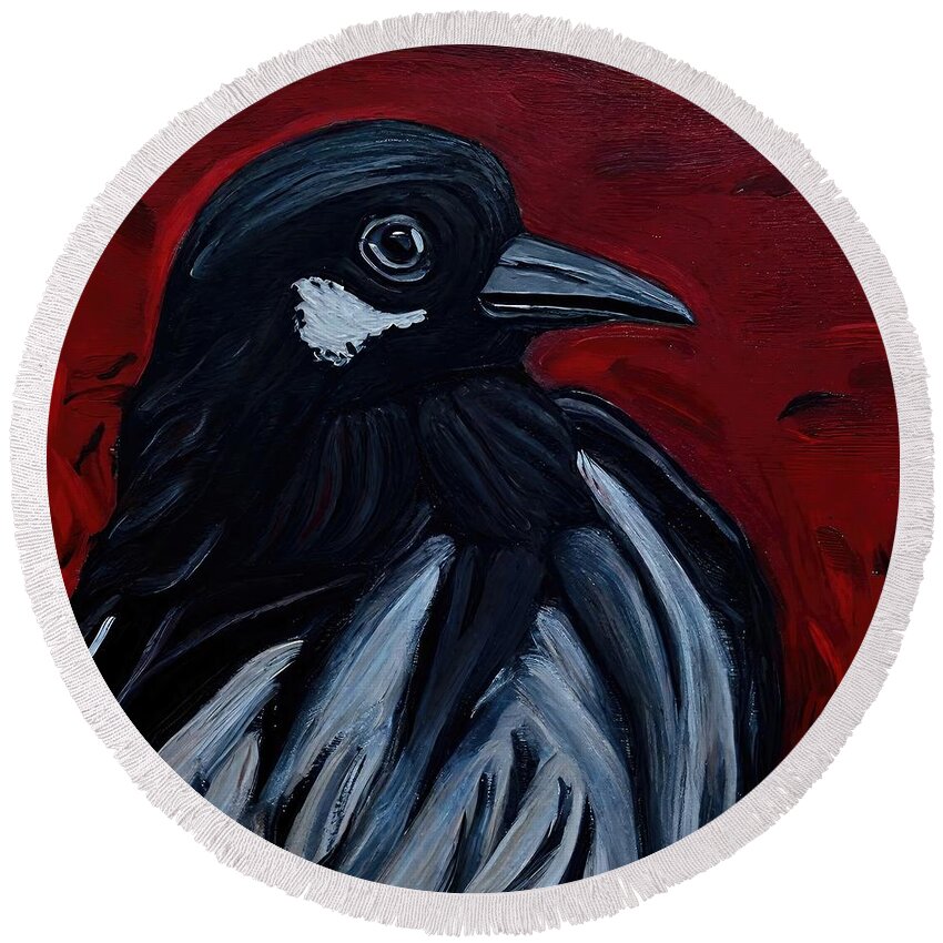 Hooded Crow Round Beach Towels