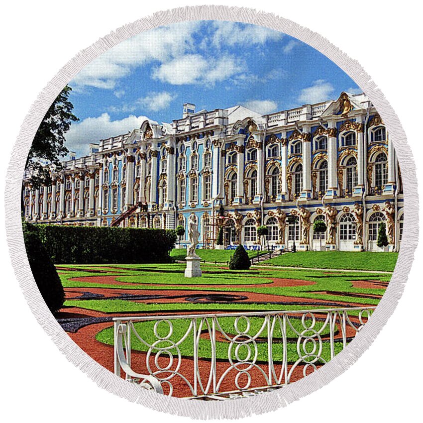 Palace Round Beach Towel featuring the photograph Palace of Catherine I -St. Petersburg, Russia by Richard Krebs