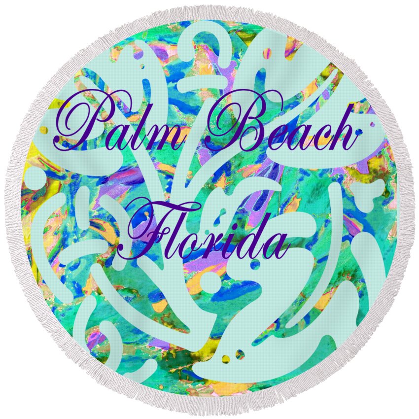 Palm Beach Round Beach Towel featuring the painting Palm Beach March Madness 316 by Corinne Carroll