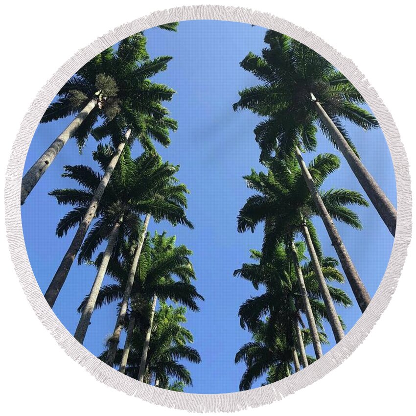 Brazil Round Beach Towel featuring the photograph Palm tree view by Bettina X