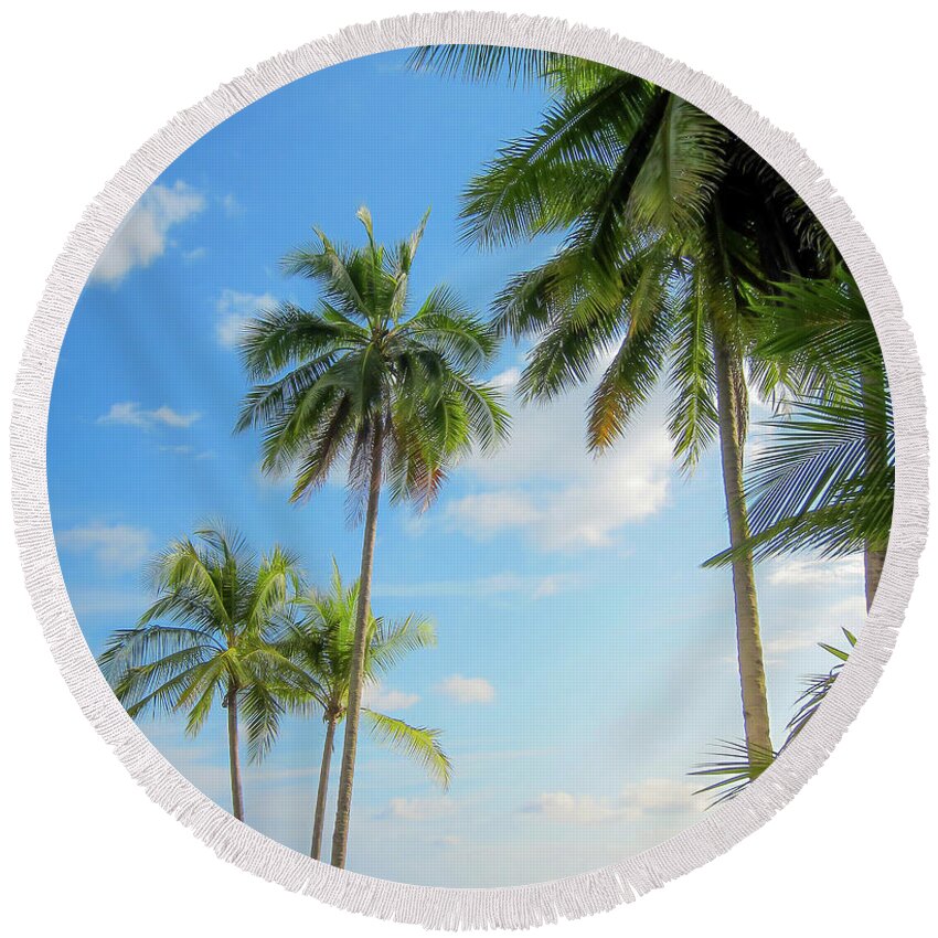 Tropical Round Beach Towel featuring the photograph Palm Trees And Sunshine by Nicklas Gustafsson