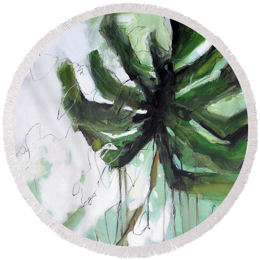 Palmetto Round Beach Towel featuring the painting Palmetto by Chris Gholson