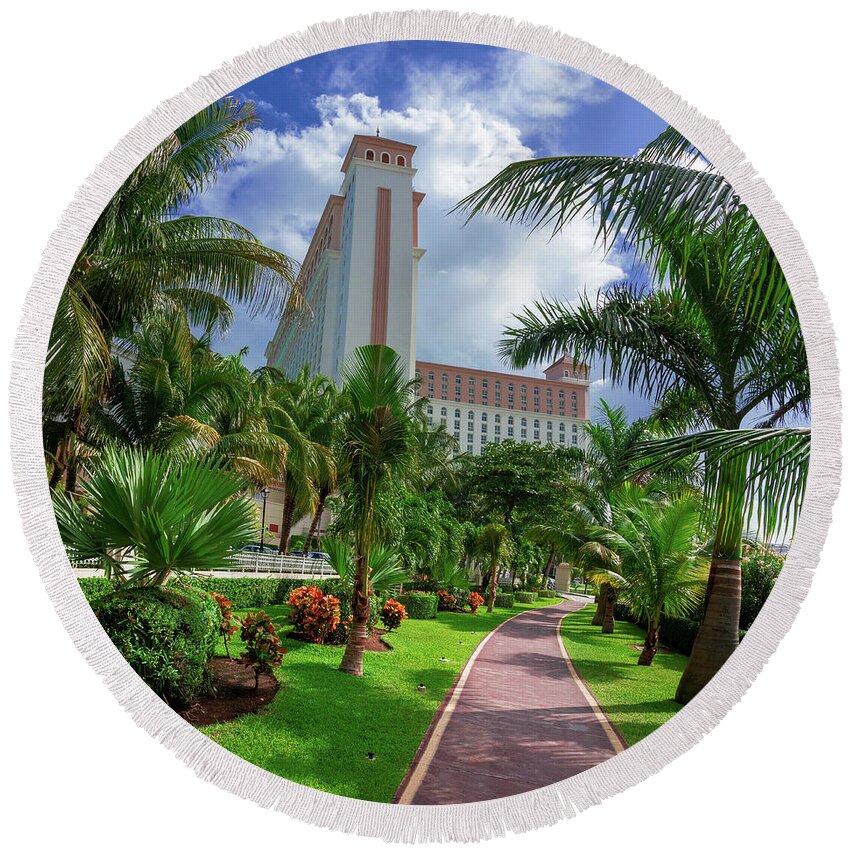 Mexico Round Beach Towel featuring the photograph Palms at the Riu Cancun by Sun Travels