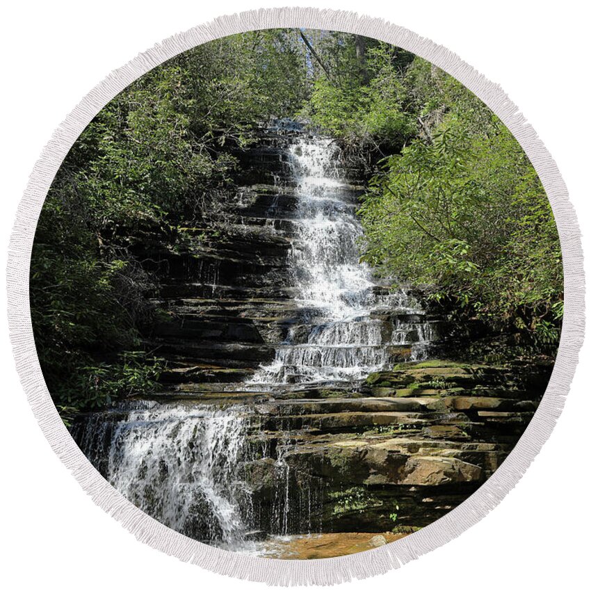 Waterfall Round Beach Towel featuring the photograph Panther Falls - Georgia by Richard Krebs