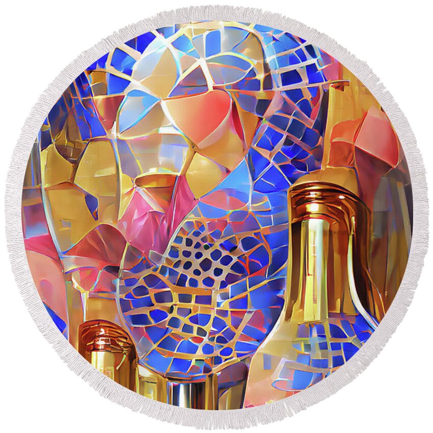 Wine Round Beach Towel featuring the digital art Le bouquet du vin by Andreas Thust