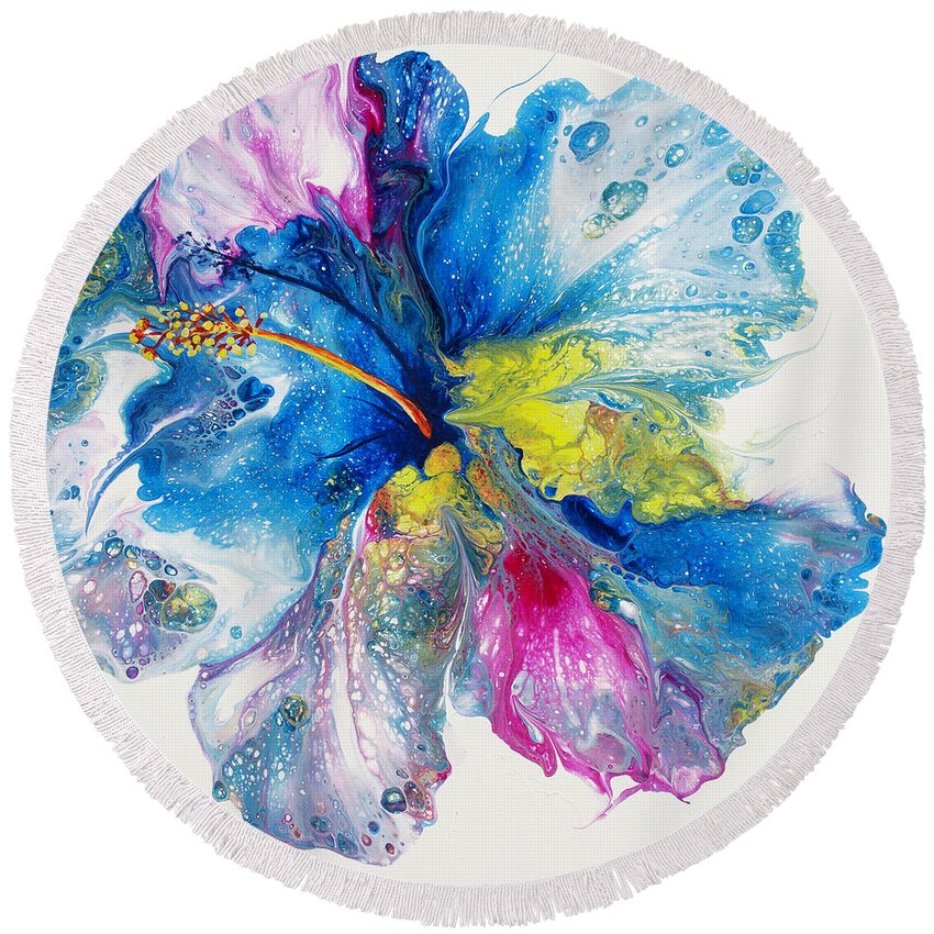 Flower Round Beach Towel featuring the painting Pardise Blooms by Darice Machel McGuire