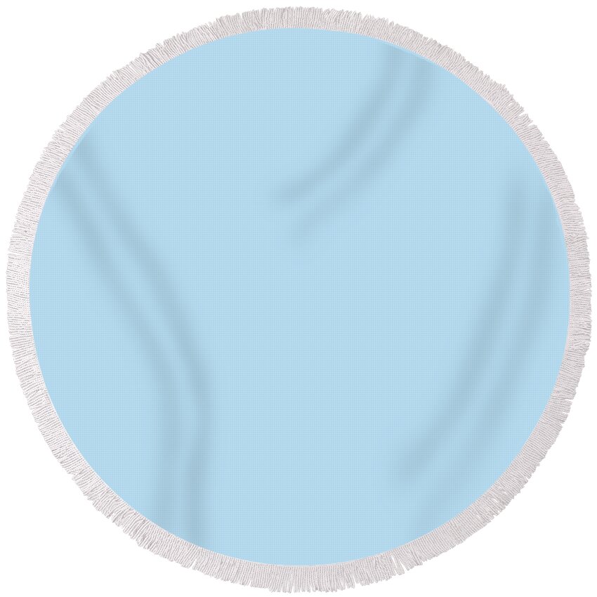 Blue Round Beach Towel featuring the digital art Pastel Sky Blue Solid Color Pairs to 2021 Color of the Year Wild Blue Yonder by Dunn and Edwards by PIPA Fine Art - Simply Solid