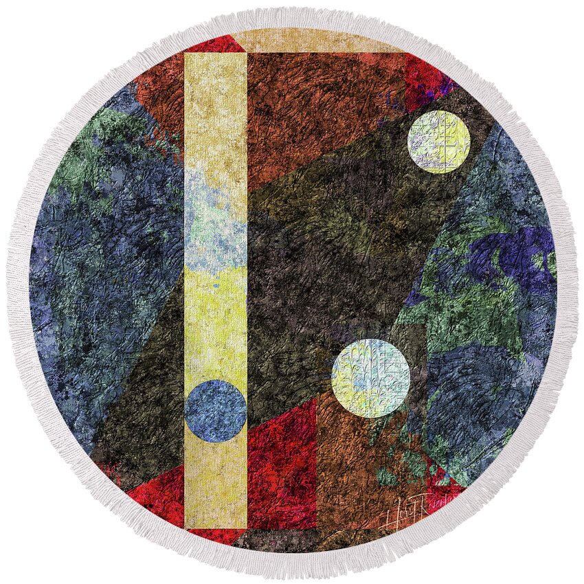 Abstract Round Beach Towel featuring the painting Path Leads To Infinity by Horst Rosenberger