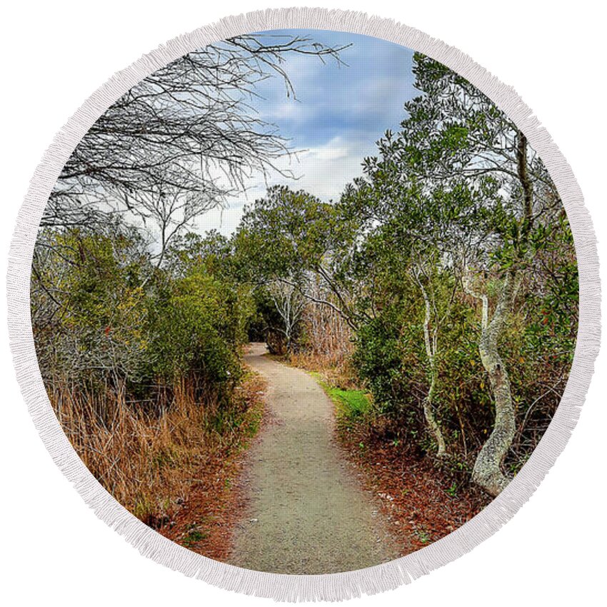 Path Round Beach Towel featuring the photograph Path Through the Woods by Ola Allen