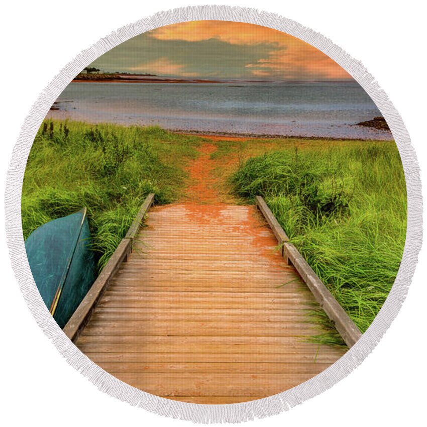  Round Beach Towel featuring the photograph Path to the Sea in Victoria, Prince Edward Island by Marcy Wielfaert