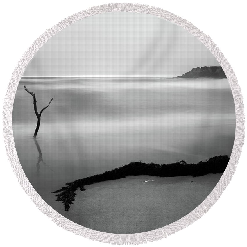 Black And White Round Beach Towel featuring the photograph Peaceful Waters by Jason Roberts
