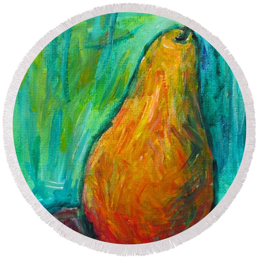 Pear Round Beach Towel featuring the painting Pear Tilt by Kendall Kessler