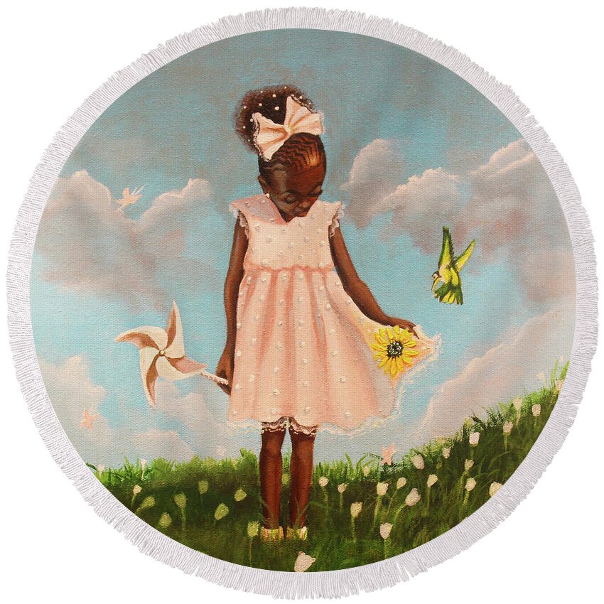 Pearl Round Beach Towel featuring the painting Pearl by Jerome White