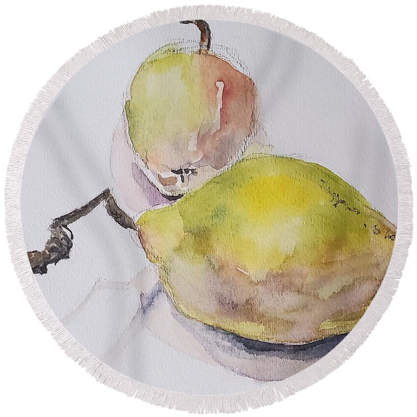 Fruit Round Beach Towel featuring the painting Pears by Sheila Romard