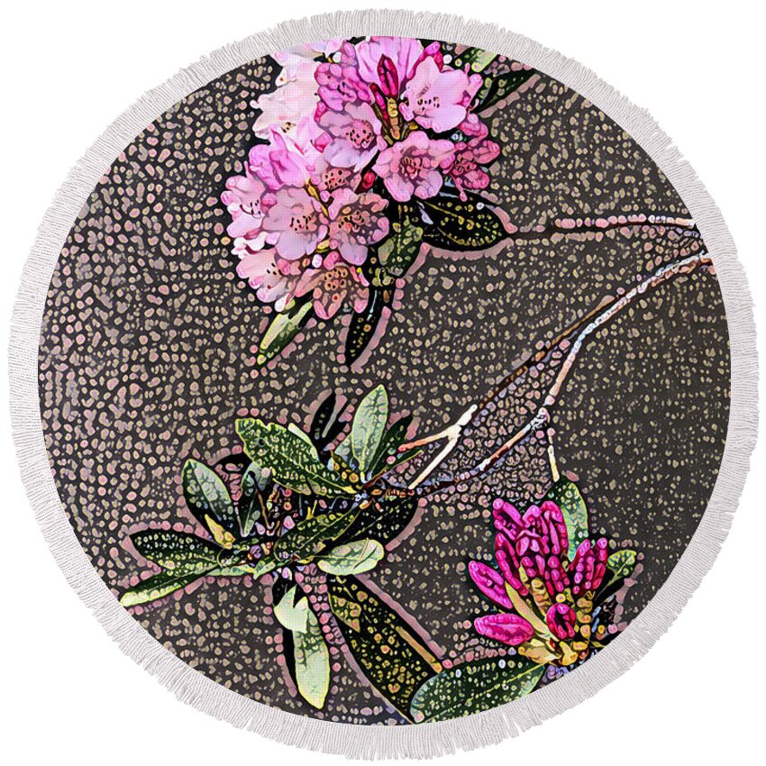 Pebbles Round Beach Towel featuring the photograph Pebbles and Flowers by Juliette Becker