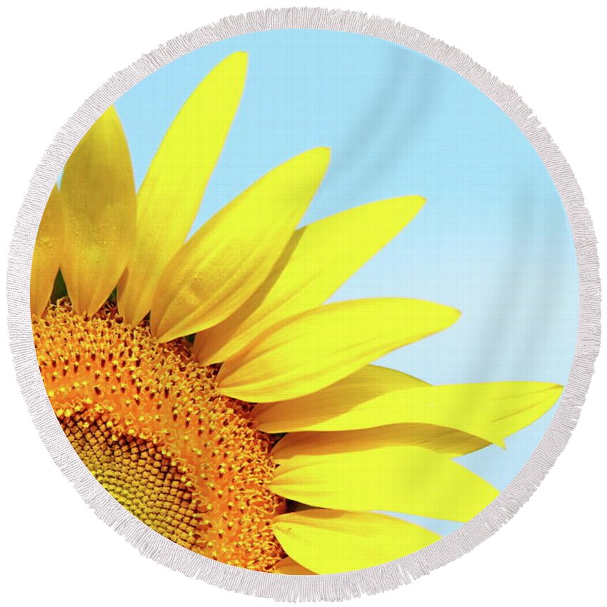 Sunflower Round Beach Towel featuring the photograph Peek by Lens Art Photography By Larry Trager