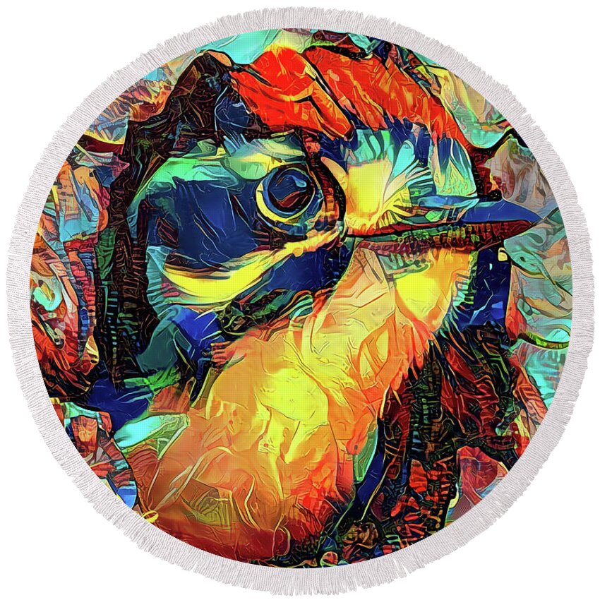 Bird Round Beach Towel featuring the digital art Peekaboo Bird by Dave Lee