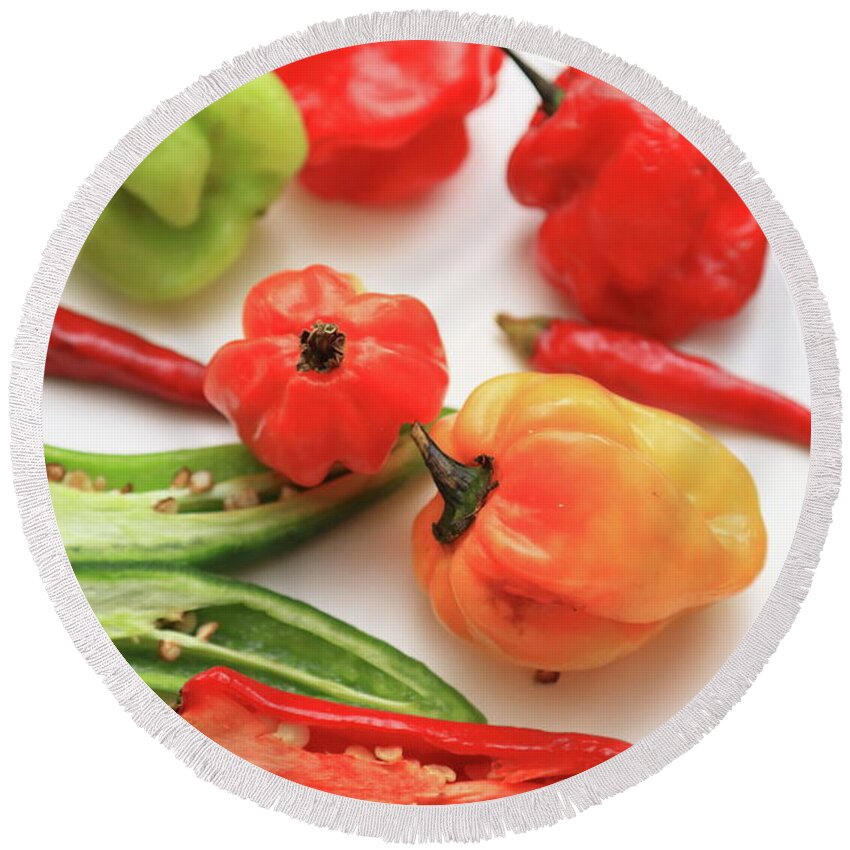 Food Peppers Round Beach Towel featuring the photograph Pepper Mix by Stephen Melia