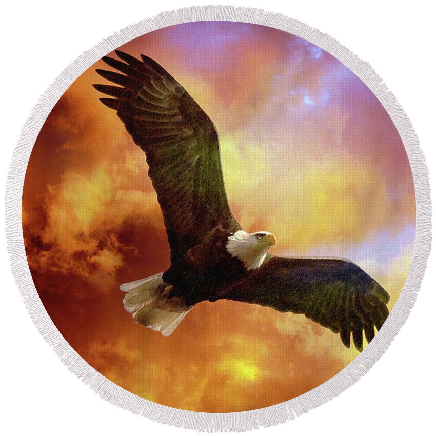 Eagle Round Beach Towel featuring the photograph Perseverance by Lois Bryan