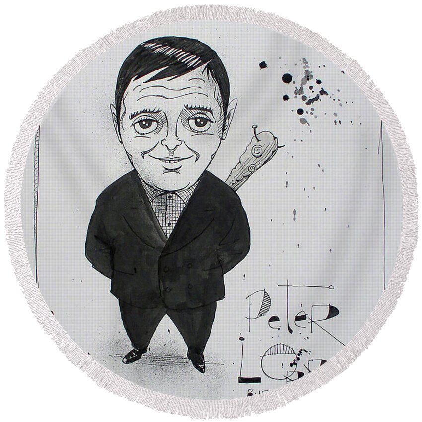  Round Beach Towel featuring the drawing Peter Lorre by Phil Mckenney