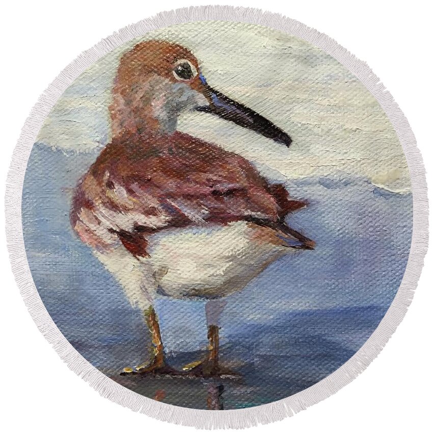 Sandpiper Round Beach Towel featuring the painting Peter Piper by Judy Rixom