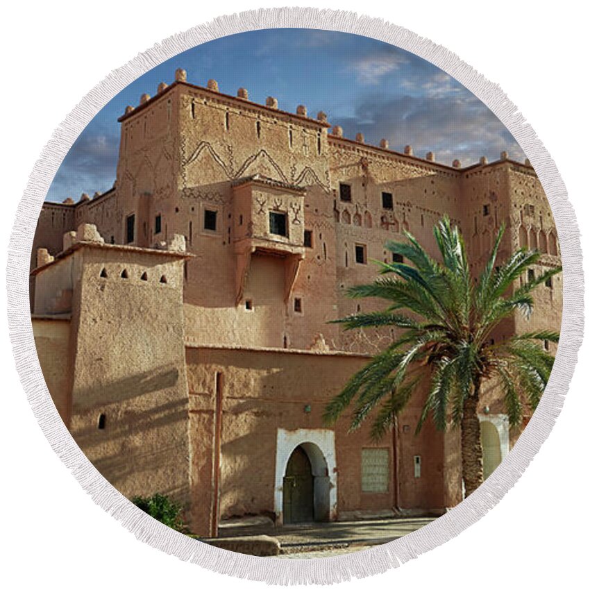 Kasbah Of Taourirt Round Beach Towel featuring the photograph Photo of The Kasbah of Taourirt, Ouarzazate, Morocco by Paul E Williams