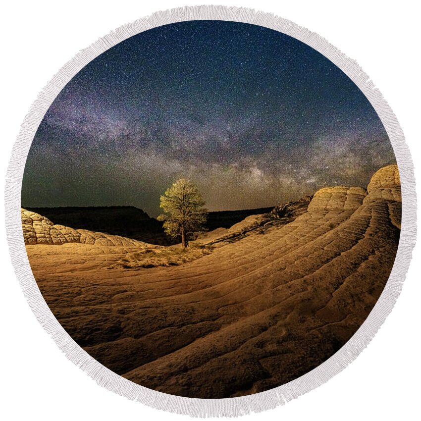 Milky Way Round Beach Towel featuring the photograph Photographer at Work by Judi Kubes