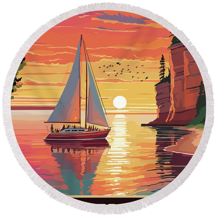 Pictured Rocks National Lakeshore Round Beach Towels