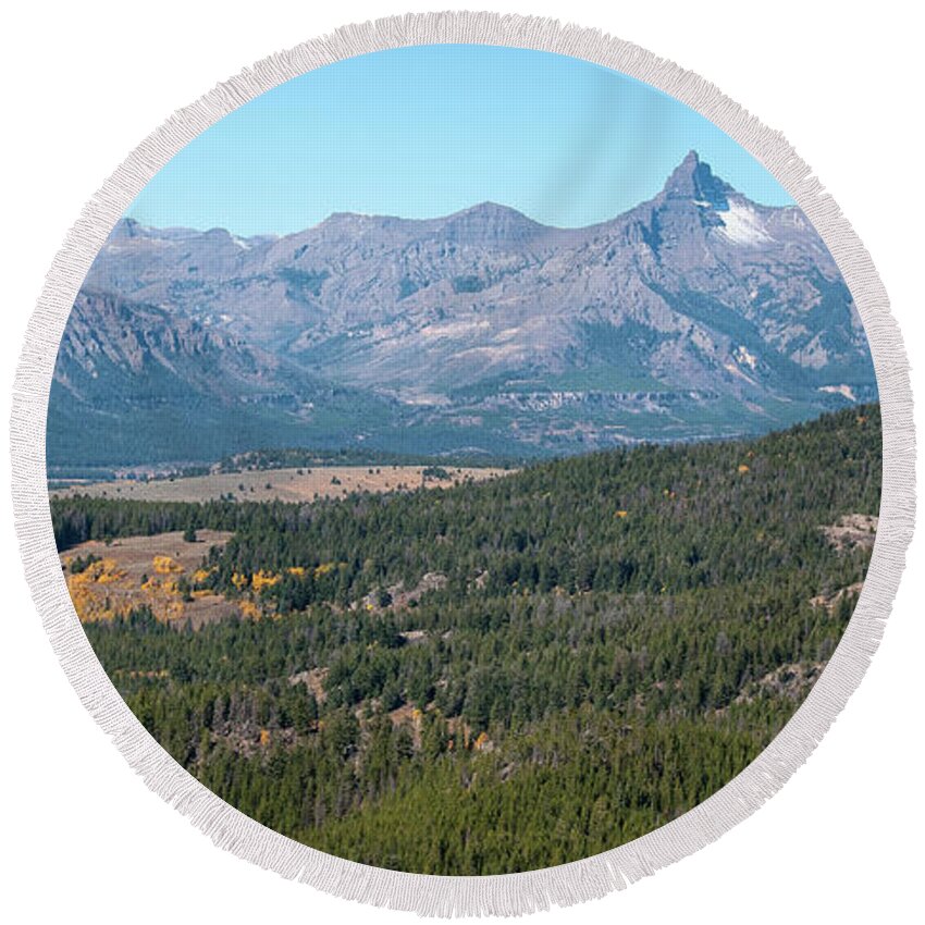 Wyoming Round Beach Towel featuring the photograph Pilot and Index Peaks by Steve Stuller