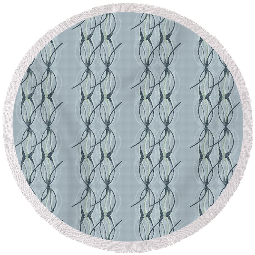 Geometric Round Beach Towel featuring the digital art Pine Geometric Light Blue Shadows by Sand And Chi
