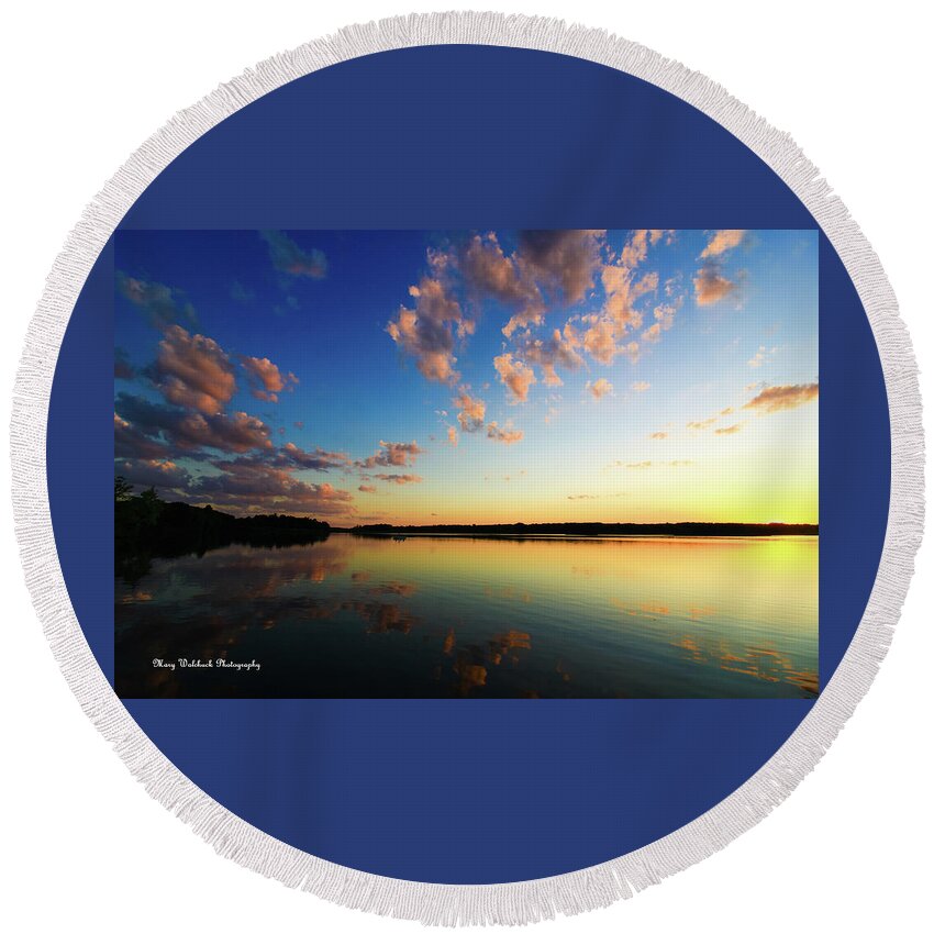 Sunset Round Beach Towel featuring the photograph Pink Cloud Sunset by Mary Walchuck