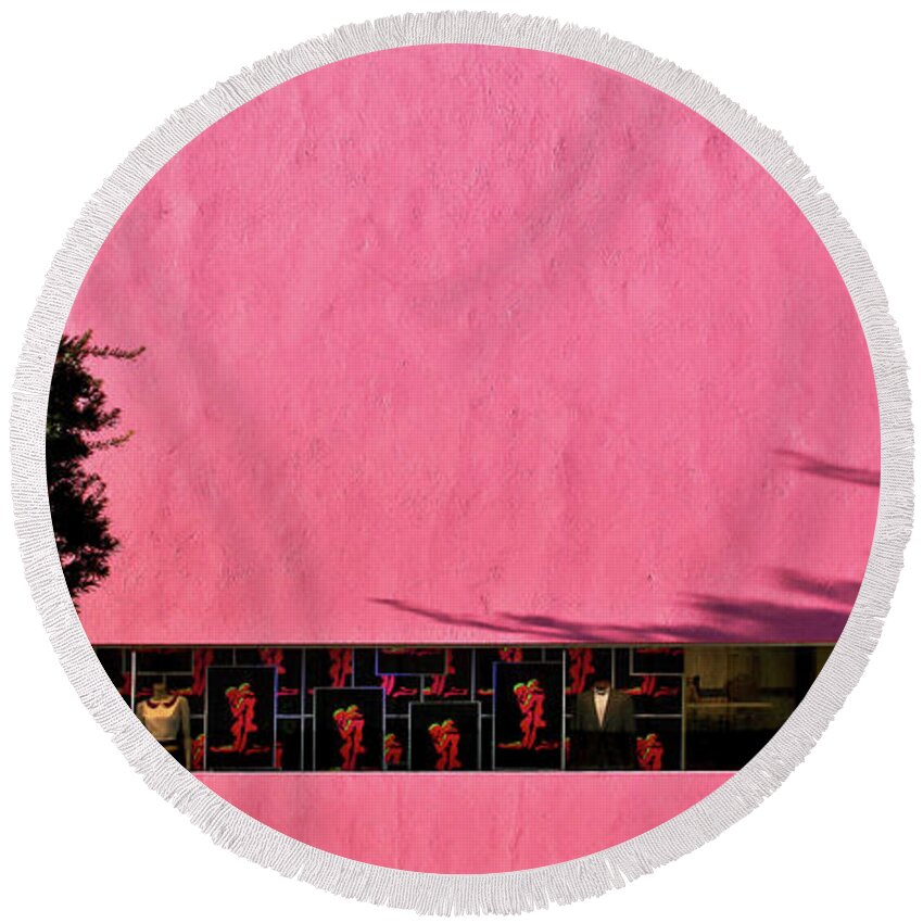 Street Photography Round Beach Towel featuring the photograph Pink by Eyes Of CC
