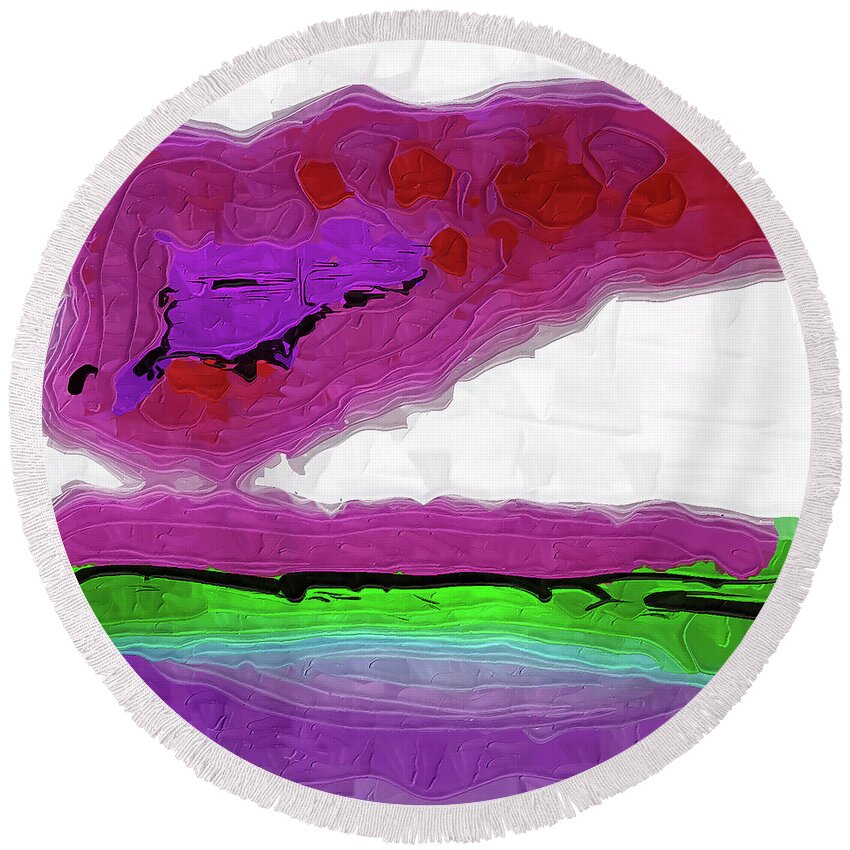 Digital Painting Round Beach Towel featuring the painting Pink Sherbert by Kirt Tisdale