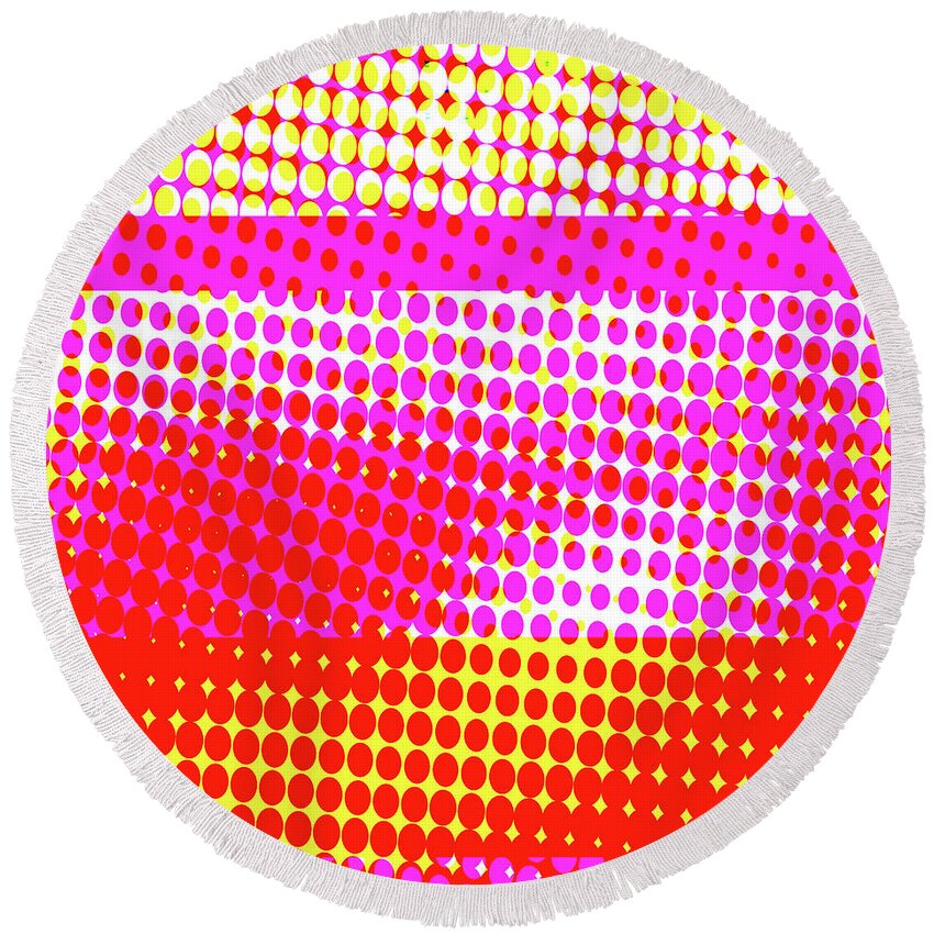 Pink Round Beach Towel featuring the digital art Pink Stripe Pattern by Melinda Firestone-White