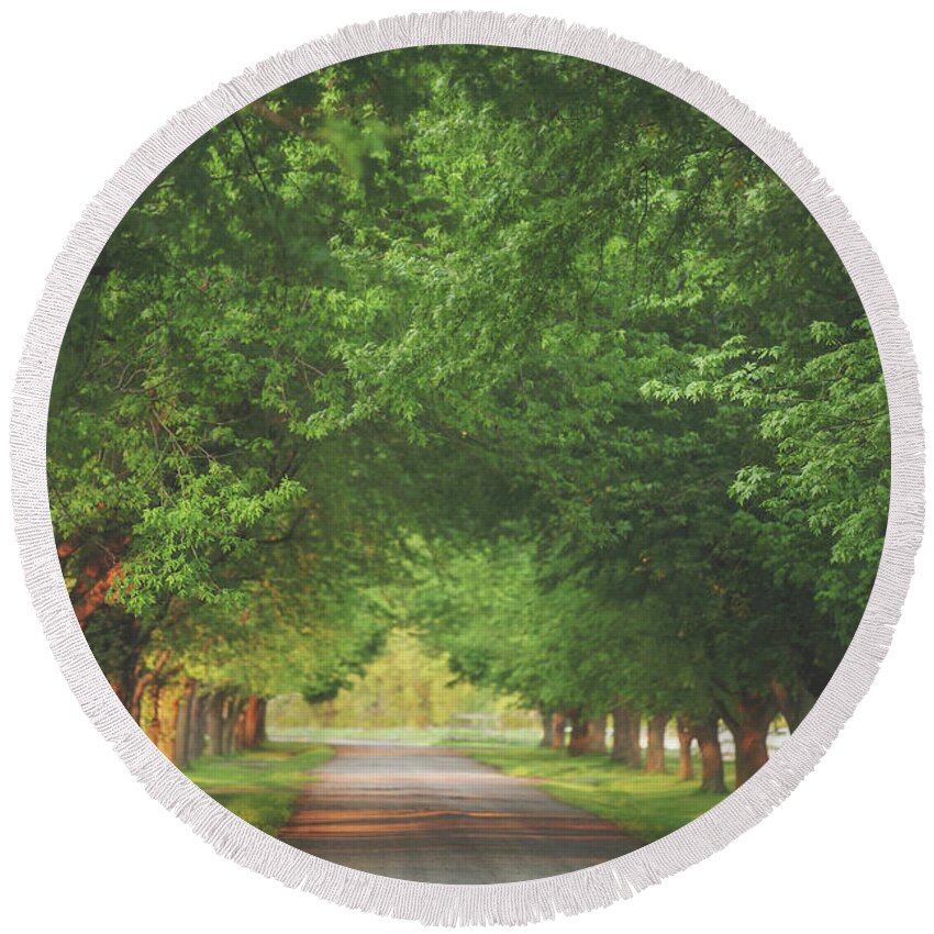 Summer Round Beach Towel featuring the photograph Plantation Path by Carrie Ann Grippo-Pike