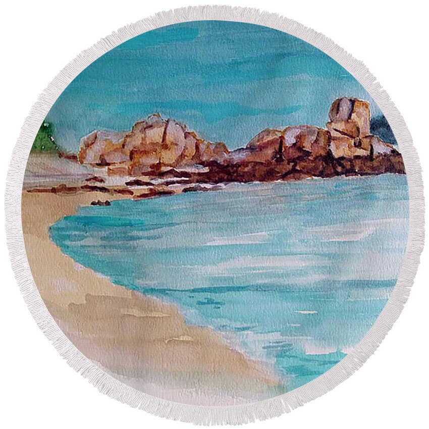 Playa Round Beach Towel featuring the painting Playa by Carlos Jose Barbieri