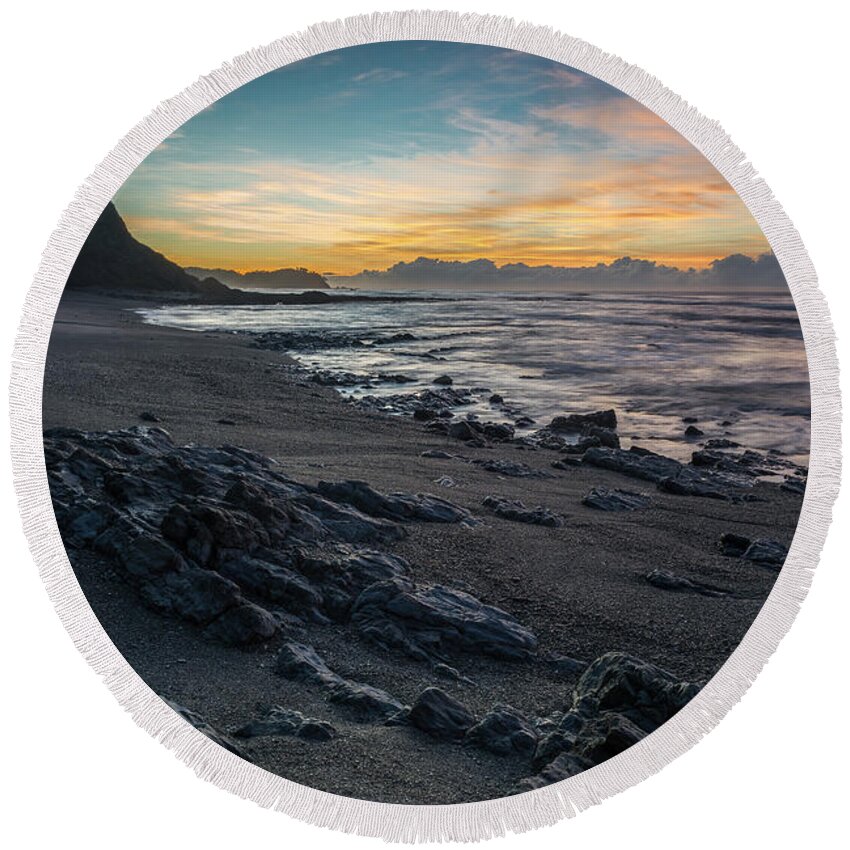 Central America Round Beach Towel featuring the photograph Playa Escondida at sunrise-Samara-Costa Rica by Henri Leduc